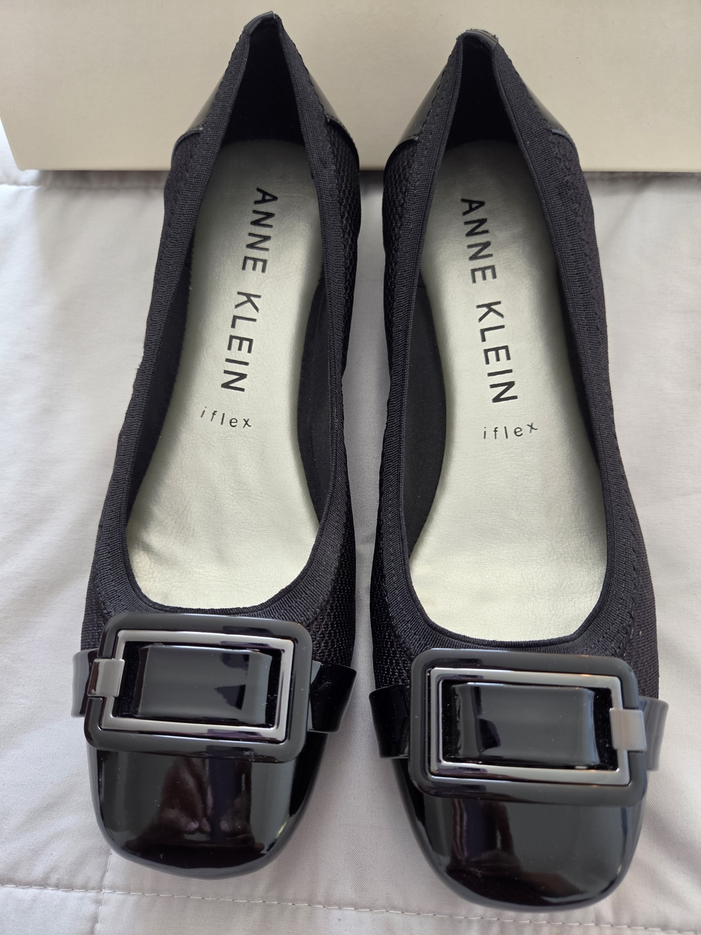 Anne Klein Black Women's Flats with Decorative Buckle